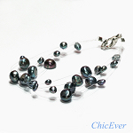Perlenarmband Perlenarmkette Süßwasserperlen Armkette schwarz